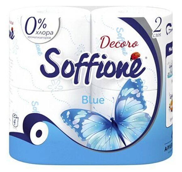 Бумага туалетная Soffione Decoro blue 2сл 4шт купить с доставкой в Канске