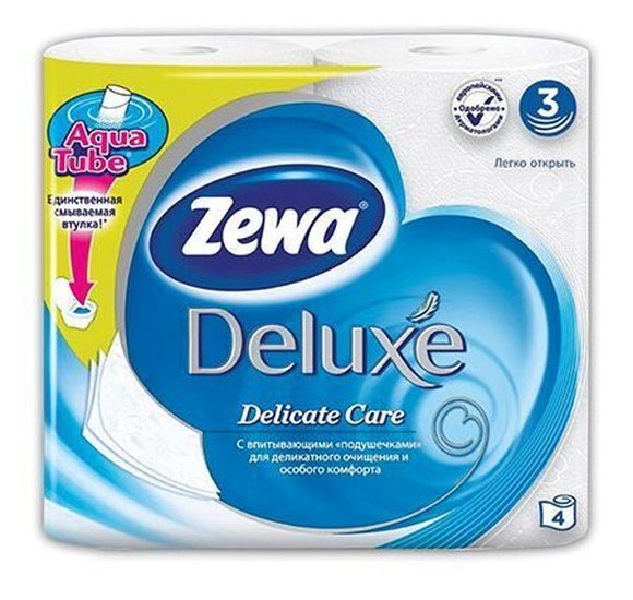 Бумага туалетная Zewa Deluxe Хлопок 3сл 4шт купить с доставкой в Канске