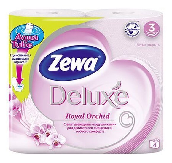 Бумага туалетная Zewa Deluxe Орхидея 3сл 4шт купить с доставкой в Канске