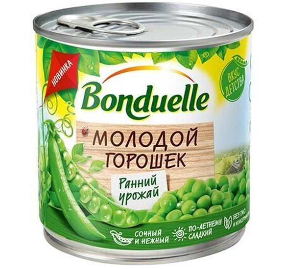 Горошек зеленый Бондюэль молодой 200г ж/б купить с доставкой в Канске
