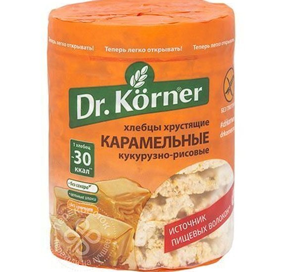 Хлебцы Dr.Korner 90г Кукурузно-рисовые карамельные купить с доставкой в Канске