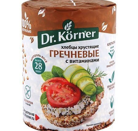 Хлебцы Dr Korner 100г гречневые с витаминами купить с доставкой в Канске