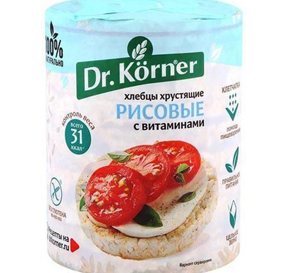 Хлебцы Dr Korner 100г рисовые с витаминами купить с доставкой в Канске
