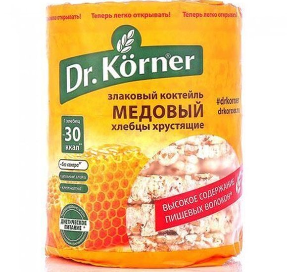 Хлебцы Dr Korner 100г злаковый коктейль медовые купить с доставкой в Канске