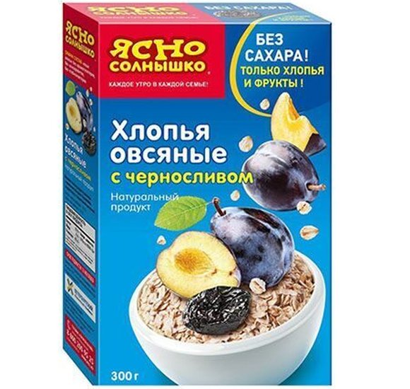 Хлопья Ясно солнышко Овсяные с черносливом 300г купить с доставкой в Канске