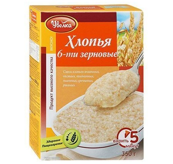 Хлопья Увелка 6 злаков 350г купить с доставкой в Канске