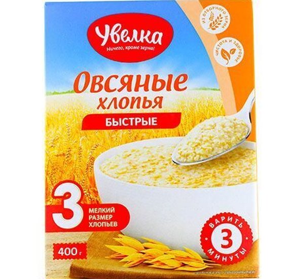 Хлопья Увелка Овсяные Быстрые 400гр купить с доставкой в Канске