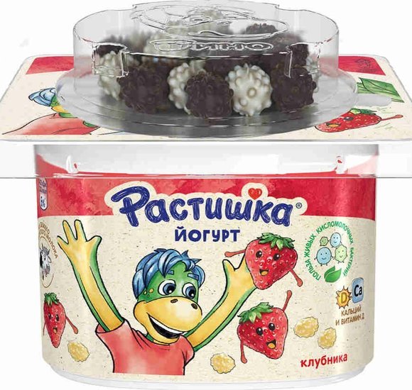 Йогурт Растишка клубника с глазир драже 3% 115г БЗМЖ купить с доставкой в Канске