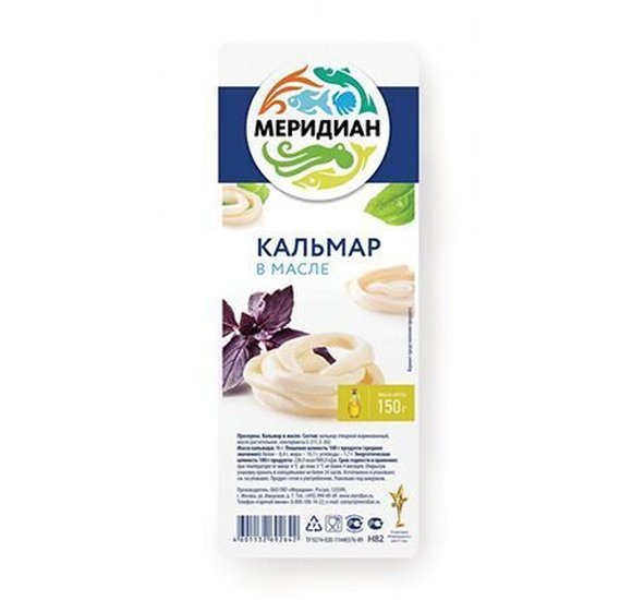 Кальмар Меридиан в масле 150г купить с доставкой в Канске