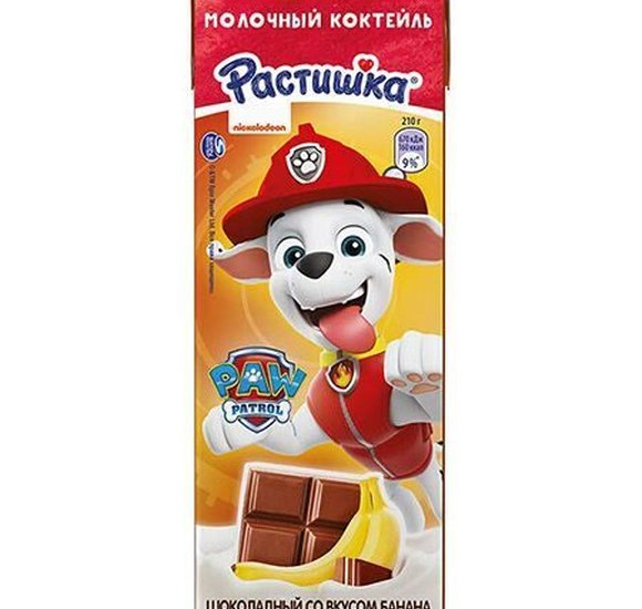 Коктейль молочный Растишка  Шоколадный со вкусом банана  2,0% 210г БЗМЖ купить с доставкой в Канске
