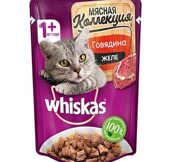 Корм для кошек Вискас Мясная коллекция Желе говядина 75г купить с доставкой в Канске