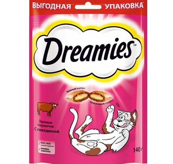 Лакомство для кошек Dreamies подушечки с говядиной 140г купить с доставкой в Канске