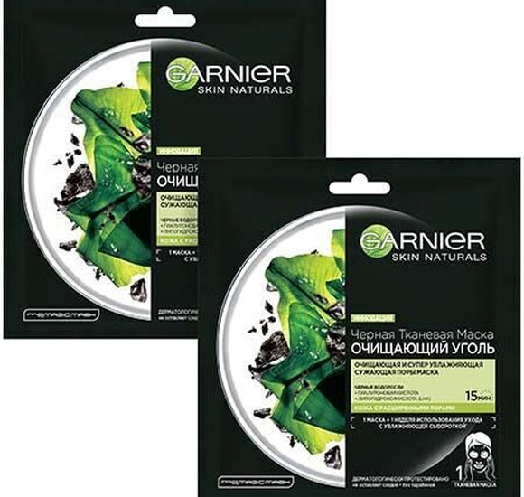 Маска для лица Garnier Очищающий уголь Водоросли 28г купить с доставкой в Канске