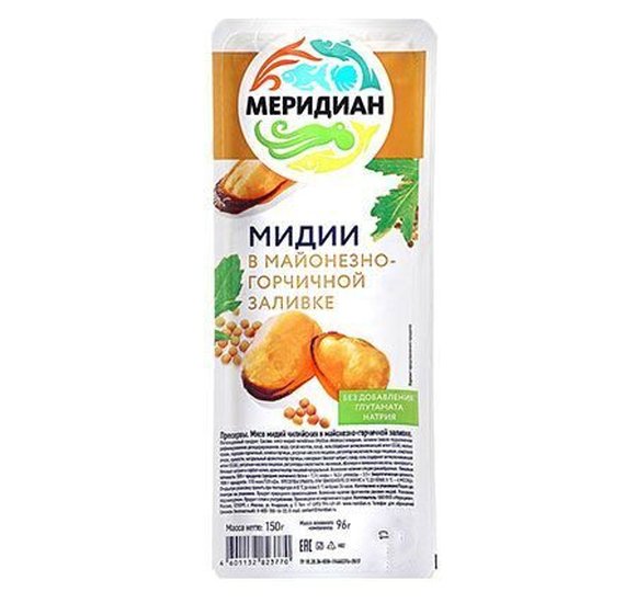 Мидии Меридиан в майонезно-горчичной заливке 150г купить с доставкой в Канске