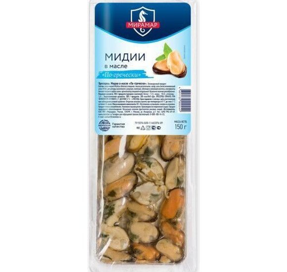 Мидии Мирамар в масле по-гречески 150г купить с доставкой в Канске