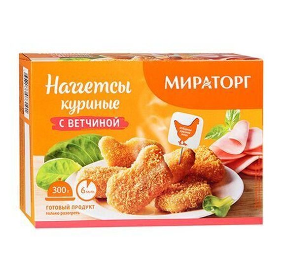Наггетсы Мираторг куриные с ветчиной 300г купить с доставкой в Канске