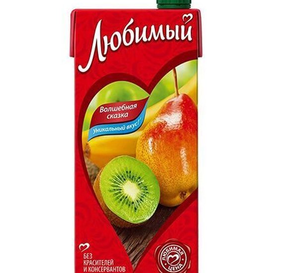 Напиток сокосодержащий Любимый Яблоко Банан Груша Киви 0,95л купить с доставкой в Канске