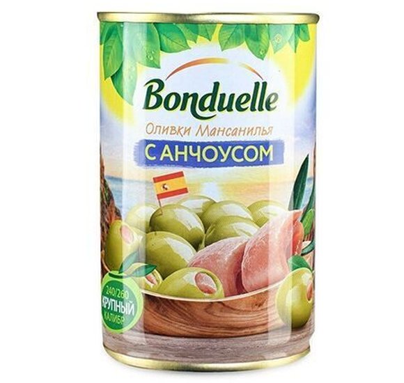Оливки Bonduelle с анчоусом 314мл купить с доставкой в Канске