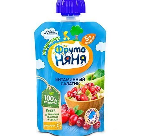 Пюре ФрутоНяня Витаминный салатик 90г купить с доставкой в Канске