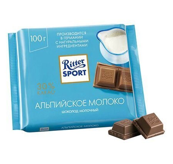 Шоколад Ritter SPORT 100г молочный альпийское молоко купить с доставкой в Канске