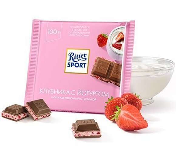 Шоколад Ritter SPORT 100г молочный клубника и йогурт купить с доставкой в Канске