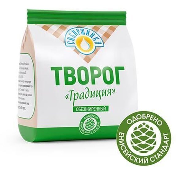 Творог Сибиржинка Традиция обезжиренный 200г БЗМЖ купить с доставкой в Канске