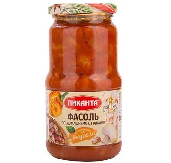 Закуска Фасоль Пиканта по-домашнему с грибами 530г ст/б купить с доставкой в Канске
