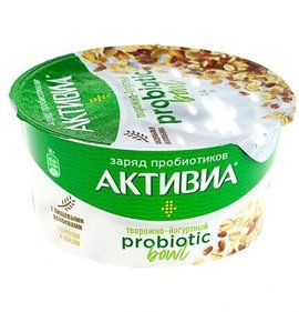 Фото товара Биопродукт Активиа творожно-йогуртный Probiotic с пищевыми волокнами 3,5% 135г БЗМЖ