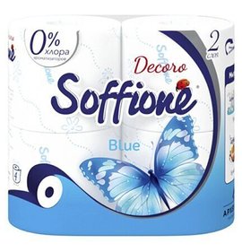 Фото товара Бумага туалетная Soffione Decoro blue 2сл 4шт