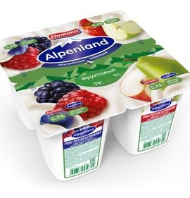 Фото товара Йогурт Alpenland Фруктовый Лесная ягода /Яблоко Груша 0.3% 95г БЗМЖ