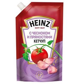 Фото товара Кетчуп Heinz с чесноком и пряностями 320г м/у