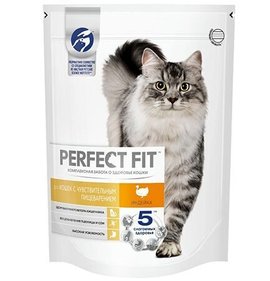 Фото товара Корм Perfect Fit Индейка для кошек с чувствительным пищеварением 650г