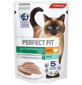 Фото товара Корм Perfect Fit Индейка паштет для стерилизованных кошек 75г