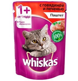 Фото товара Корм для кошек Вискас Паштет говядина печень 75г