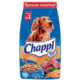 Фото товара Корм для собак Чаппи 600г мясное изобилие с овощами и травами