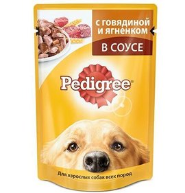 Фото товара Корм для собак Pedigree Говядина ягненок в соусе 85г