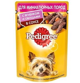 Фото товара Корм для собак Pedigree Ягненок с овощами в соусе для миниатюрных пород 85г