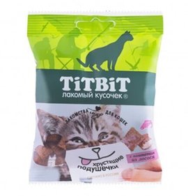 Фото товара Лакомство д/кошек Titbit Хрустящие подушечки с паштетом из индейки 30г