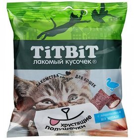 Фото товара Лакомство д/кошек Titbit Хрустящие подушечки с паштетом из утки 30г