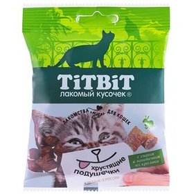 Фото товара Лакомство для кошек TiTBit Хрустящие подушечки с сыром и паштетом из кролика 30г
