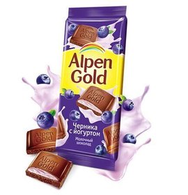 Фото товара Шоколад Альпен Голд 85г молочный черника с йогуртом